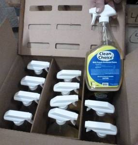 TWO CASES (24 bottles) - 1 Quart bottles of Clean Choice multi-purpose disinfectant cleaner