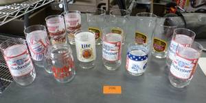 Group of beer glasses, Budweiser, Miller, Samuel Adams