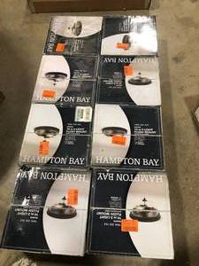 lot 7 image: Lot of Hampton Bay Manor 13 in. Matte Black Round Flush Mount, Industrial Ceiling Light with Clear Glass Shade  Customer Returns See Pictures