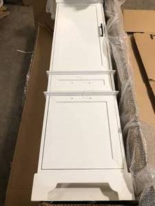 lot 24 image: Home Decorators Collection Cherrydale 20 in. W x 18 in. D x 72 in. H White Freestanding Linen Cabinet  Customer Returns See Pictures