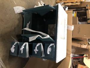 lot 29 image: Home Decorators Collection Merryfield 37 in. Single Sink Freestanding Antigua Green Bath Vanity with White Carrara Marble Top (Assembled)   Broken  Top Customer Returns See Pictures