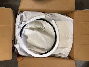 lot 36 image: Lumisource Cosmo 26 in. Walnut and Cream Faux Leather Counter Stool  Customer Returns See Pictures