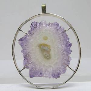 lot 12 image: LARGE Sterling Silver & Sliced Amethyst Pendant