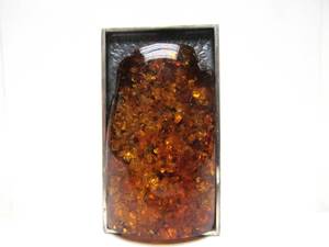 lot 17 image: Signed Designer Sterling Silver & Amber Brooch Pendant