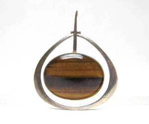lot 19 image: Modernist Sterling Silver & Tiger Eye Pendant