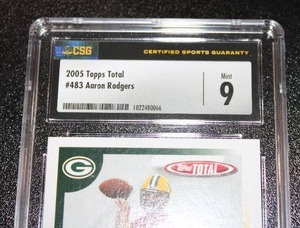 lot 5 image: 2005 Topps Total Aaron Rodgers #483 Rookie Card CSG 9