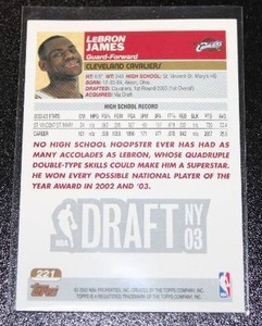 lot 8 image: 2003-04 Topps LeBron James #221 Rookie Card
