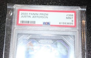 lot 10 image: 2020 Prizm Justin Jefferson #398 Rookie Card PSA 9