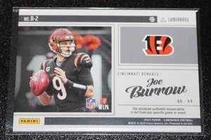 lot 33 image: 2023 Luminance Beacons Joe Burrow Black Jersey Relic #B-2