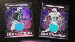 lot 34 image: 2023 Illusions Great Expectations Jersey Relic Lot  Jonathan Mingo - DeVon Achane - Javonte Williams