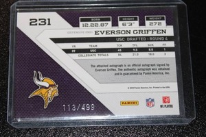 lot 52 image: 2010 Panini Threads Everson Griffen Autograph Rookie Card 113499  Only 499 Exist