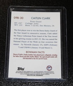 lot 76 image: 2023 Bowman Chrome U 2009 Retro Caitlin Clark #09B-30