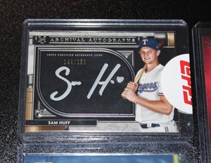 lot 100 image: Baseball Card Autograph Lot  4 Cards  Sam Huff - Brandon Drury - Yu Chang - Mark Mathias