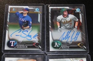 lot 102 image: Baseball Card Autograph Lot  4 Cards  Reese McGuire - Ross Stripling - Mikey White - Connor Sadzeck