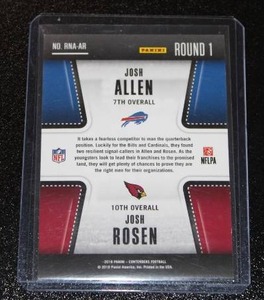 lot 202 image: 2018 Contenders Round Numbers Josh Allen #RNA-AR Rookie Card