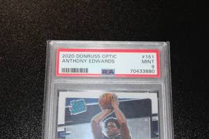lot 203 image: 2020-21 Donruss Optic Anthony Edwards #151 Rookie Card PSA 9