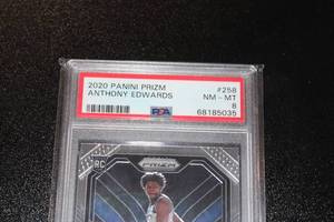 lot 204 image: 2020-21 Prizm Anthony Edwards #258 Rookie Card PSA 8