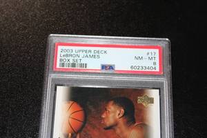 lot 205 image: 2003-04 Upper Deck LeBron James Box Set #17 Rookie Card PSA 8