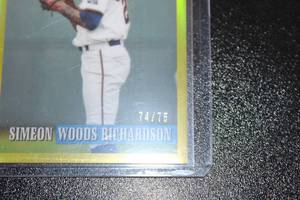 lot 217 image: 2021 Bowman Heritage Chrome Gold Refractor Simeon Woods Richardson #138 7475  Only 75 Exist