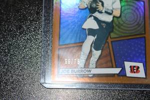 lot 243 image: 2022 Prestige Heroes Orange Xtra Points Holo Color Match Joe Burrow #H-2 5675  Only 75 Exist