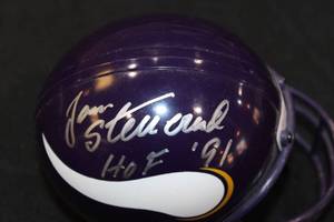 lot 149 image: Minnesota Vikings Jan Stensrud Mini Helmet Bank Autograph No COA