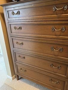 lot 41 image: Vintage Drexel Chest of Drawers  Vintage Drexel Highboy Dresser