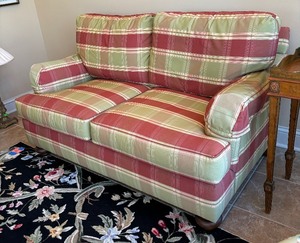 lot 18 image: Henredon Striped Upholstered Sofa  Couch