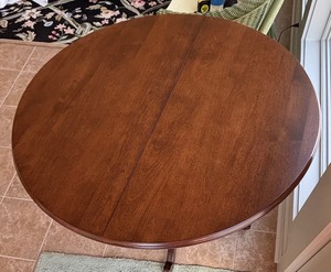 Pedestal Round Wooden Table by Nichols and Stone
