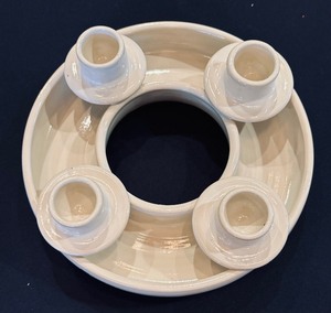 Artisan Created Pottery Candle Holder, Signed