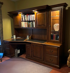 Large Home Office Desk with Bookshelf