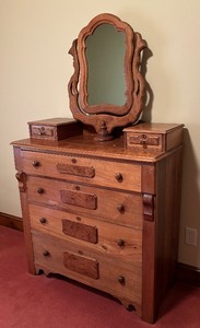 lot 17 image: Antique Dresser Featuring a Lillian Russell Mirror