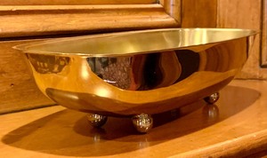 Pretty Gold Colored Footed Oblong Serving Dish