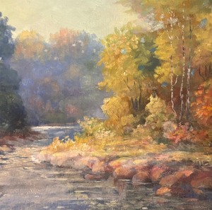 Vibrant Original Unframed Scenic Painting by Arthur A. Lunow