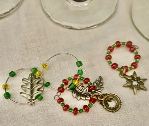 Collection of Clear Glass Small Wine Glasses with Wine Glass Ornaments