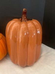 Decorative Pumpkin Shaped Items including a Candy Jar