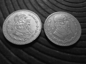 2- Mexican Silver One Peso 1957 & 1965