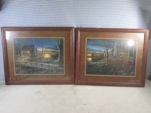 lot 58 image: (C-3) 2 Framed Jim Hansel Prints 22 x 18