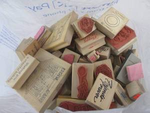 lot 64 image: (BS) Bag of 50 Rubber Stamps for Crafting Assorted Sizes