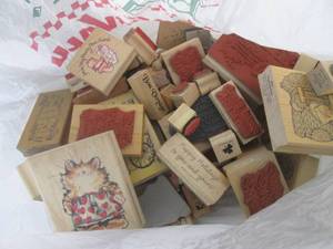 lot 65 image: (BS) Bag of 50 Rubber Stamps for Crafting Assorted Sizes