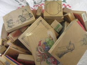 lot 80 image: (BS) Bag of 50 Rubber Stamps for Crafting Assorted Sizes