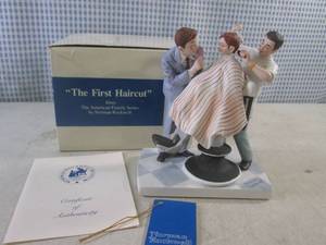 lot 115 image: (BSB) Vintage Norman Rockwell The First Haircut Figurine with Box and COA