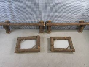 lot 121 image: (BSB) 2 Rustic Wood Shelves and 2 Picture Frames (For 5x7 Pictures) Home Made
