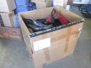 lot 137 image: (BR1) Big Box Full of Assorted Clothes and Shoes - Some New with Tags