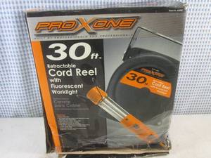 lot 195 image: (BSB) ProXone 30 Ft Retractable Cord Reel with Fluorescent Worklight - Open Box Looks New Unused