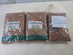 lot 197 image: (C-2) 6 Pounds Shelled Roasted Almonds 3 - 2 Pound Bags - 2 Best by Sept 2024 1 Past Date