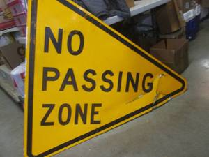 lot 202 image: (BR1) RetiredDamaged No Passing Zone Road Sign 50 12 x 45