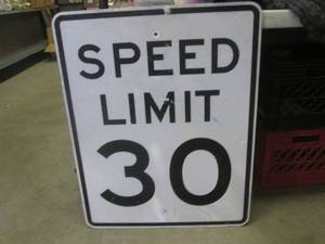 lot 205 image: (BR1) Retired Speed Limit 30 Road Sign 24 x 30