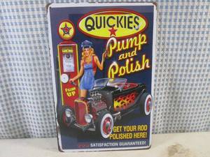 lot 209 image: (FS) Quickies Pump and Polish Tin Sign 7 34 x 11 34