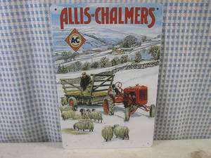 lot 214 image: (FS) Allis-Chalmers Tractor Tin Sign 7 34 x 11 34