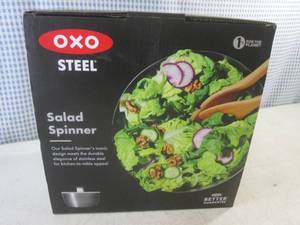 lot 221 image: (BSB) NEW Oxo Steel Salad Spinner Retail $64.95
